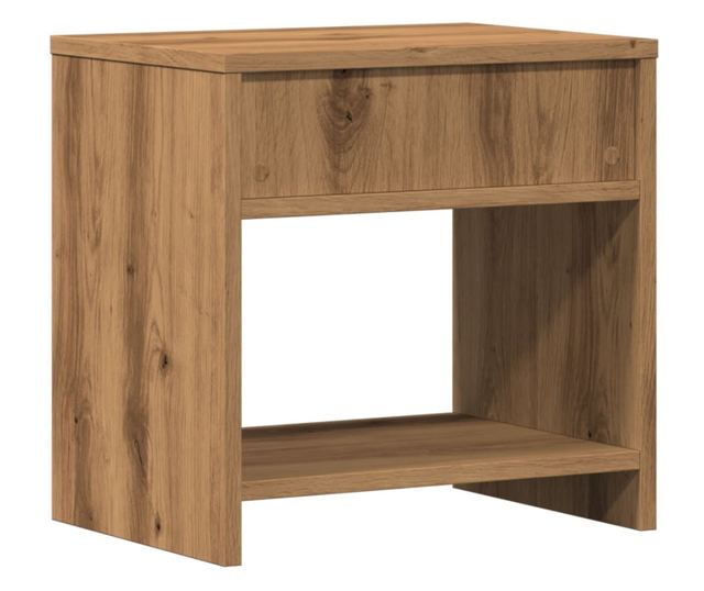 2 db kézműves tölgy színű szerelt fa éjjeliszekrény 40x30x40 cm