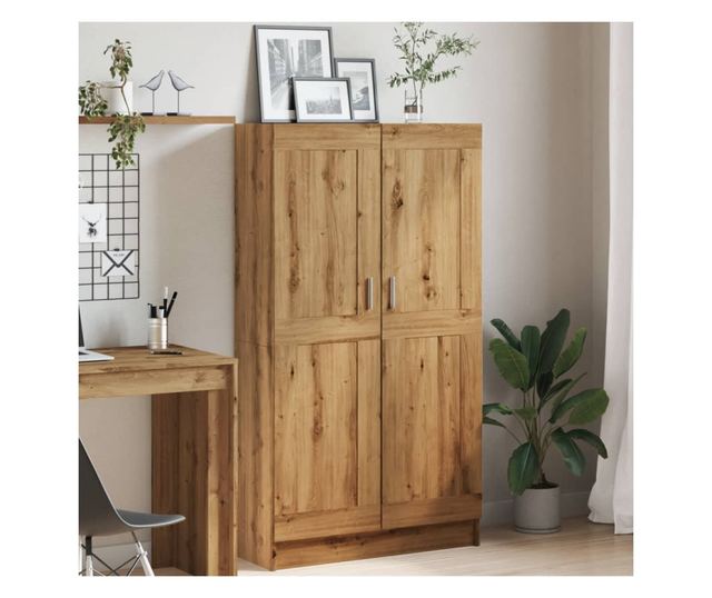 kézműves tölgy színű szerelt fa könyvszekrény 82,5x30,5x150 cm