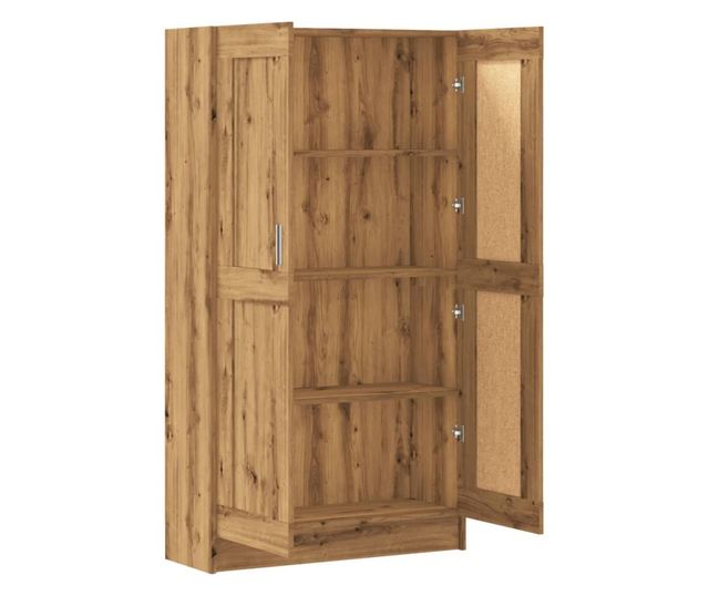 kézműves tölgy színű szerelt fa könyvszekrény 82,5x30,5x150 cm