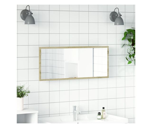 sonoma tölgy szerelt fa LED-es fürdőszobatükör 100x8,5x37 cm