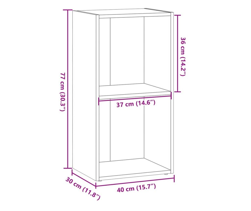 kézműves tölgy szerelt fa könyvespolc 40 x 30 x 77 cm - 9