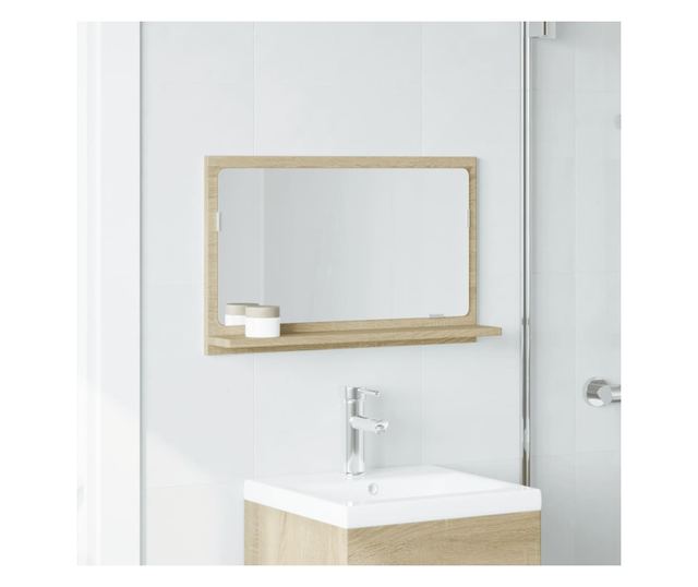 sonoma tölgy szerelt fa tükrös fürdőszobaszekrény 60x11x37 cm