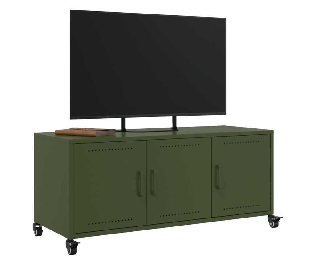 TV skříňka olivově zelená 100,5 x 39 x 43,5 cm ocel - 5