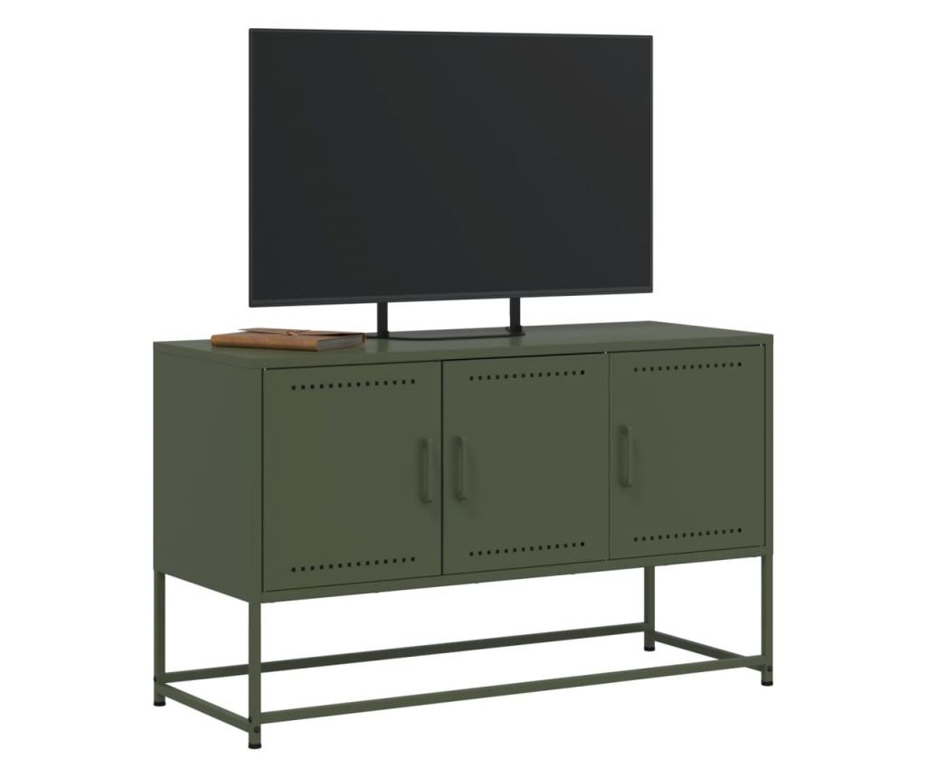 TV skříňka olivově zelená 100,5 x 39 x 60,5 cm ocel - 4