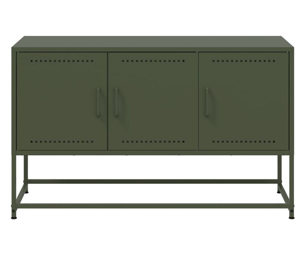 TV skříňka olivově zelená 100,5 x 39 x 60,5 cm ocel - 6