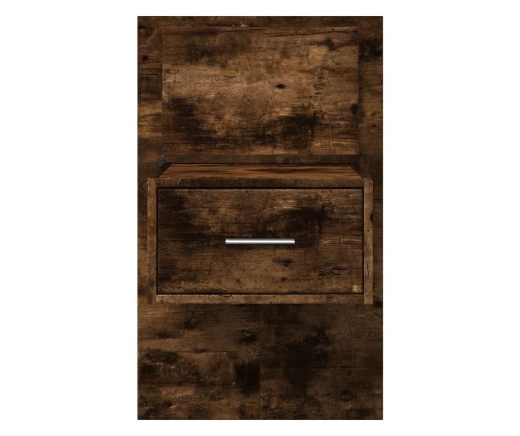 Zidni noćni ormarić s LED svjetlima, 2 kom, Smoky Oak - 7