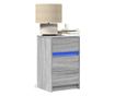 Noćni ormarić s LED svjetlima, Sonoma siva, obrađeno drvo thumbnail 2