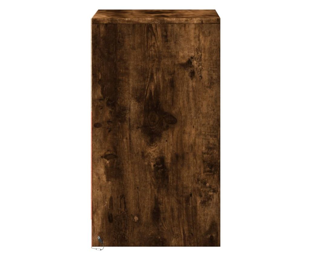 Noćni ormarić s LED svjetlima, Smoky Oak, obrađeno drvo - 7