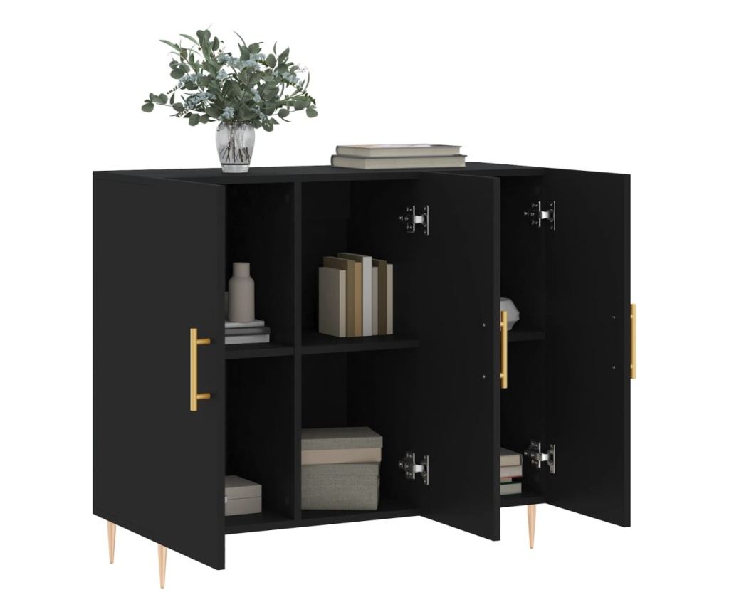 Konzola, crna, 90x34x80 cm, kompozitno drvo - 4