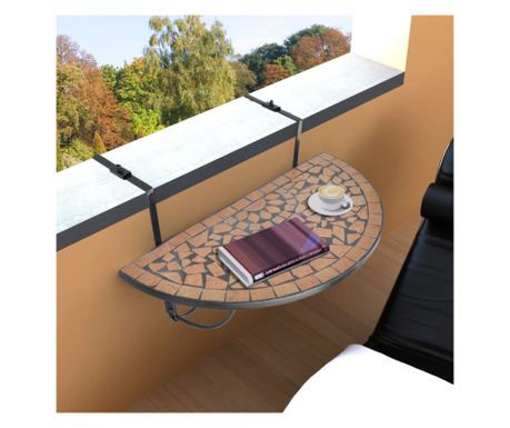 Masă de balcon suspendată, teracotă, mozaic
