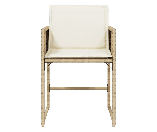 4 db bézs polyrattan kerti szék párnával