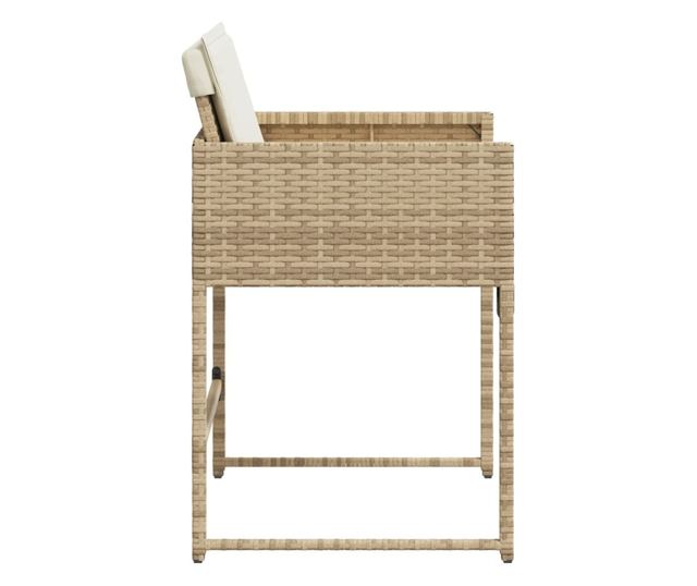 4 db bézs polyrattan kerti szék párnával