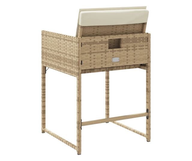 4 db bézs polyrattan kerti szék párnával