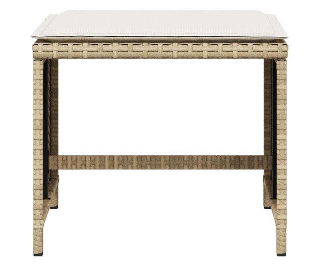 4 db bézs polyrattan kerti szék párnával 40x40x35 cm