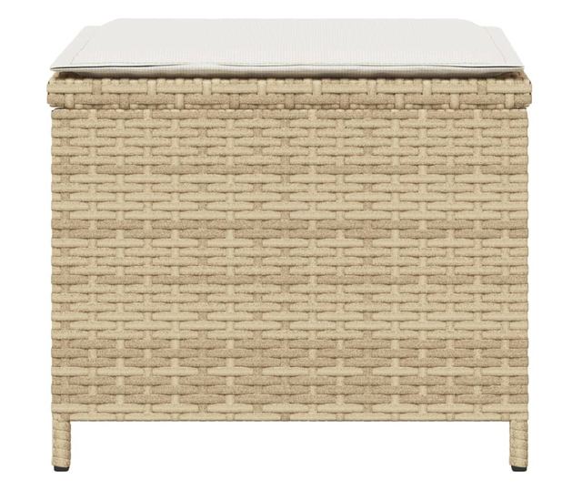 4 db bézs polyrattan kerti szék párnával 40x40x35 cm