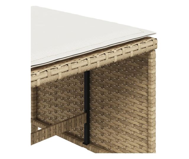 4 db bézs polyrattan kerti szék párnával 40x40x35 cm