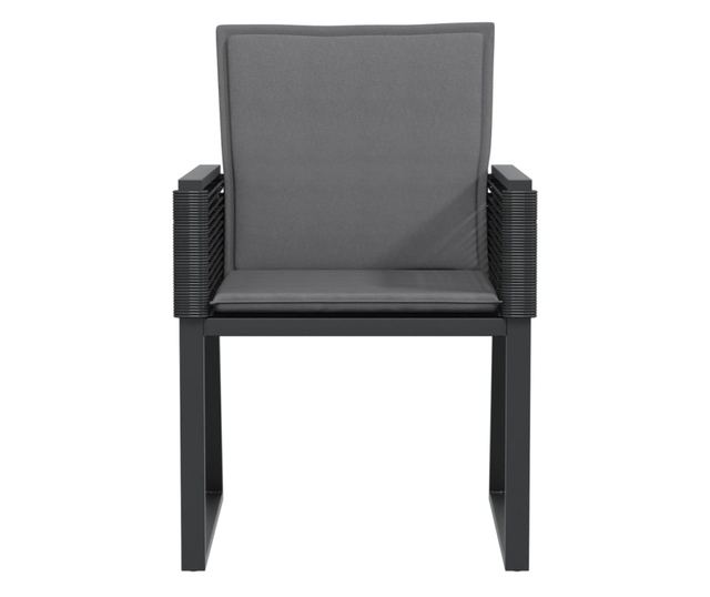 2 db fekete polyrattan kerti szék párnával