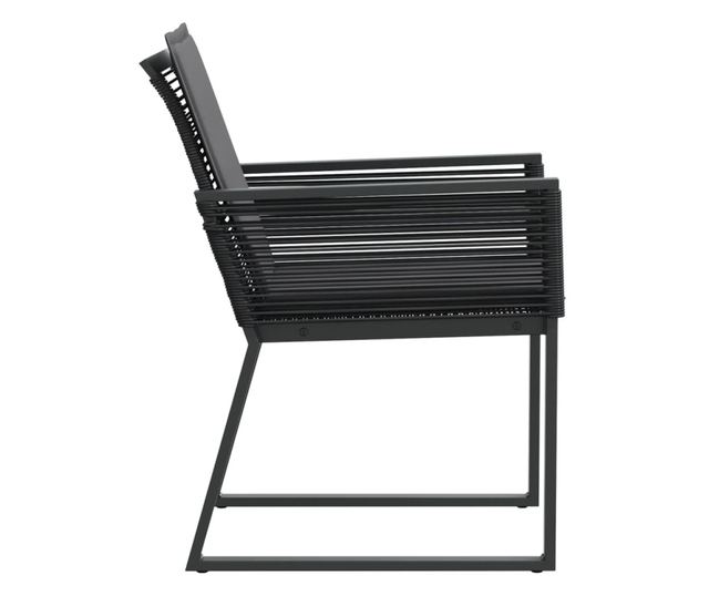 2 db fekete polyrattan kerti szék párnával