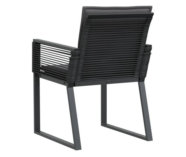 2 db fekete polyrattan kerti szék párnával