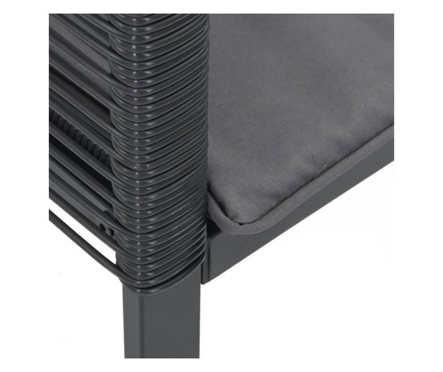 2 db fekete polyrattan kerti szék párnával