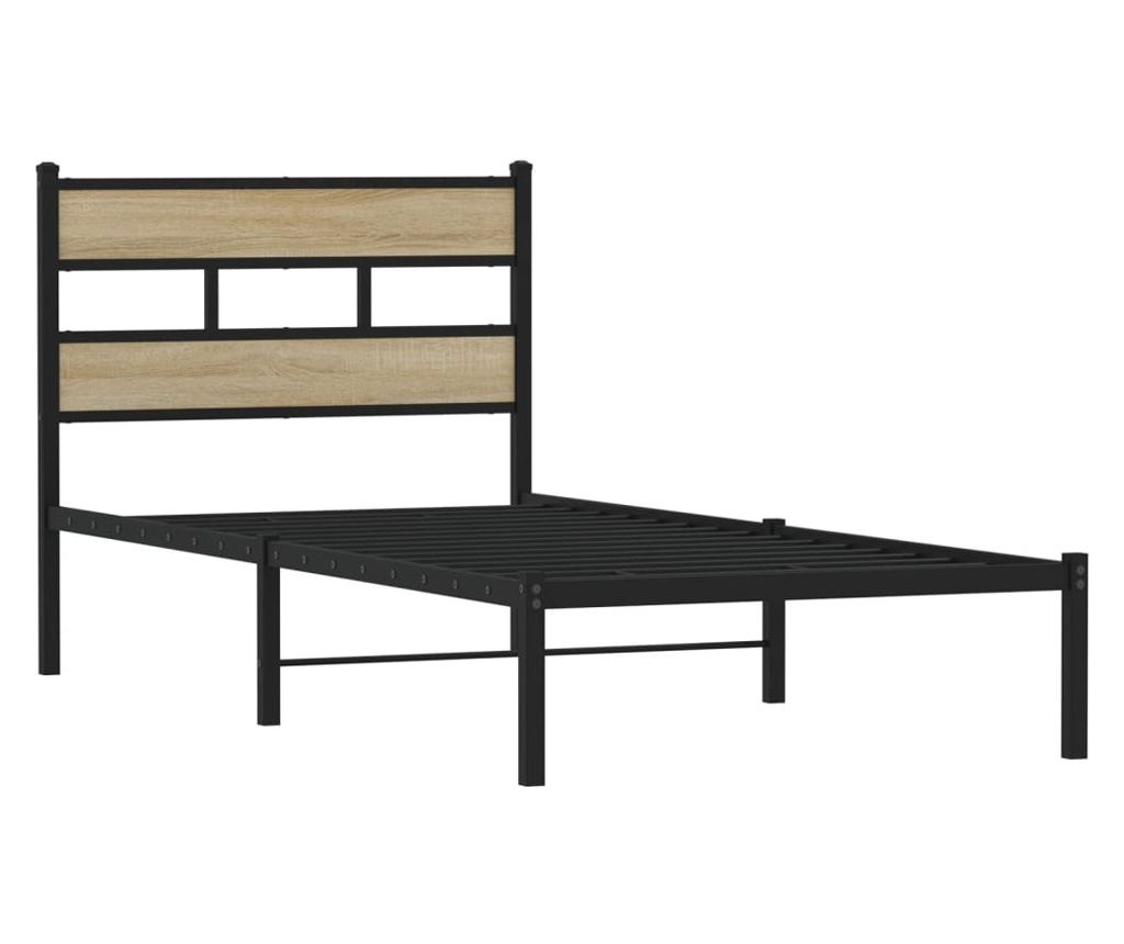 Kovový rám postele bez matrace dub sonoma 75 x 190 cm - 3