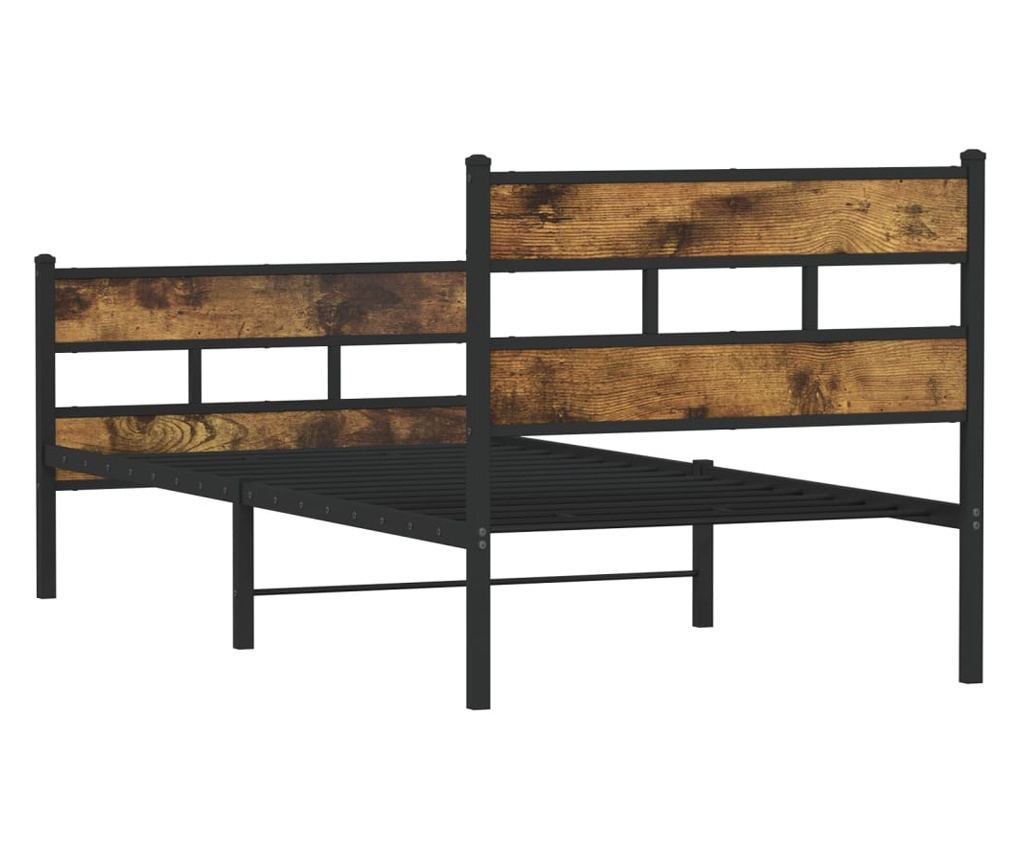Kovový rám postele bez matrace kouřový dub 100 x 190 cm - 6