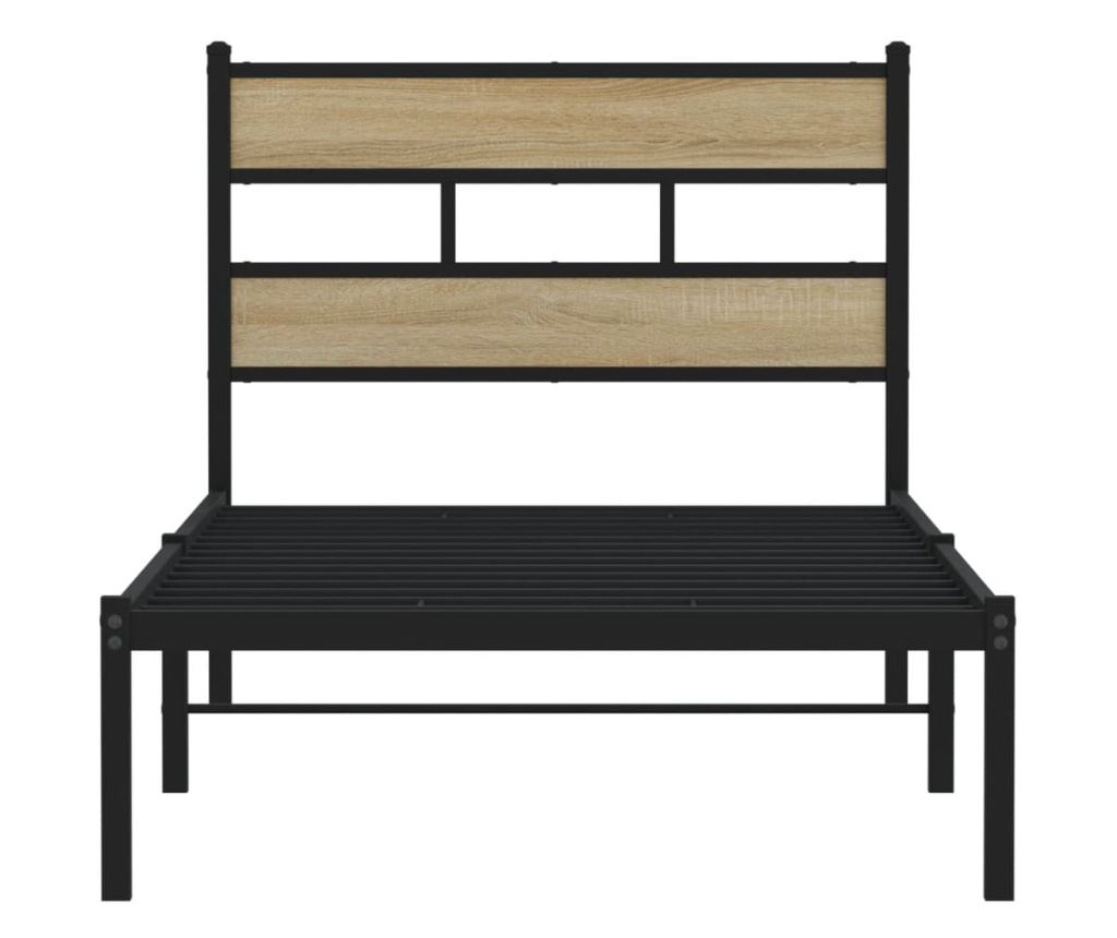 Kovový rám postele bez matrace dub sonoma 75 x 190 cm - 4