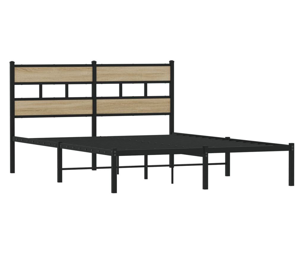 Kovový rám postele bez matrace dub sonoma 140 x 200 cm - 3