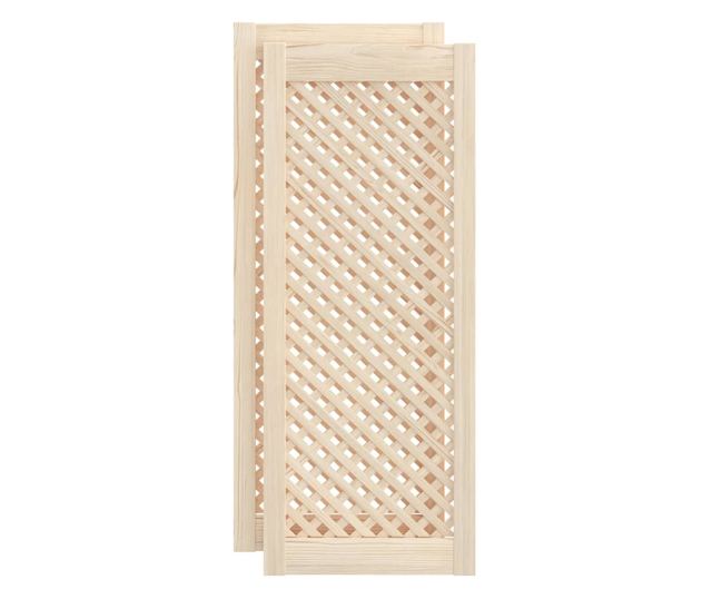 2 db tömör fenyőfa rácsos szekrényajtó 39,5x99 cm