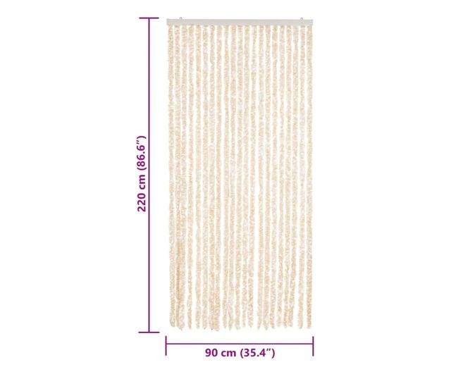 bézs és fehér zsenília rovarfüggöny 90 x 220 cm