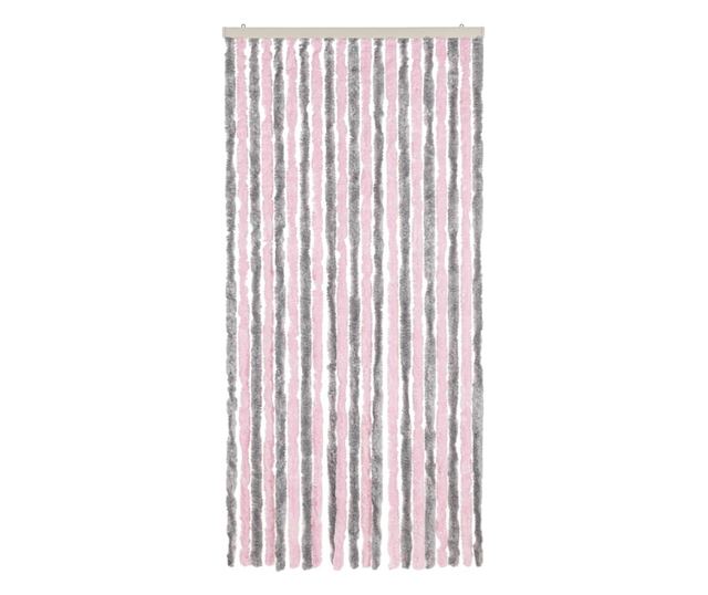 ezüstszürke és rózsaszín zsenília rovarfüggöny 90 x 220 cm