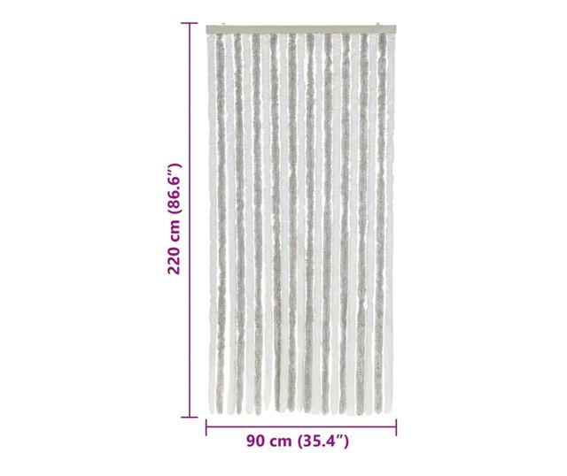 világosszürke és fehér zsenília rovarfüggöny 90 x 220 cm