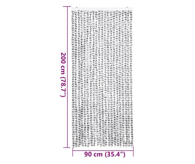 világosszürke és sötétszürke zsenília rovarfüggöny 90 x 200 cm