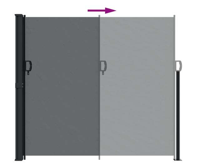 fekete behúzható oldalsó napellenző 180 x 600 cm