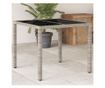 világosszürke polyrattan üveglapos kerti asztal 90 x 90 x 75 cm