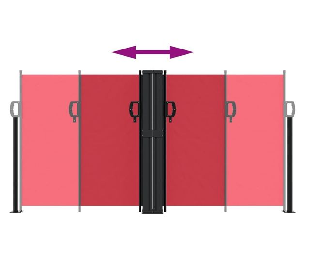 piros behúzható oldalsó napellenző 120 x 600 cm