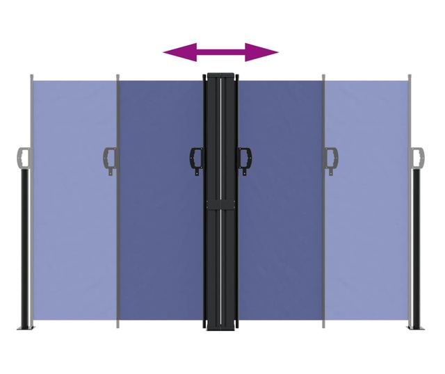 kék behúzható oldalsó napellenző 160 x 600 cm