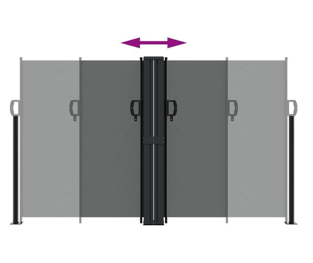 antracitszürke behúzható oldalsó napellenző 140 x 600 cm