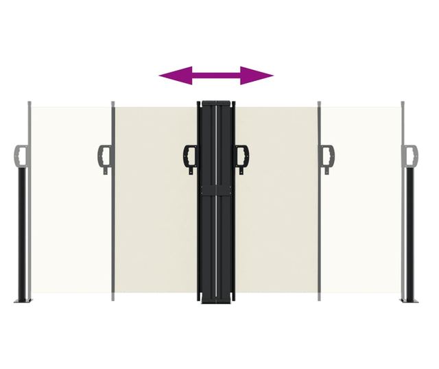 krémszínű behúzható oldalsó napellenző 120 x 600 cm