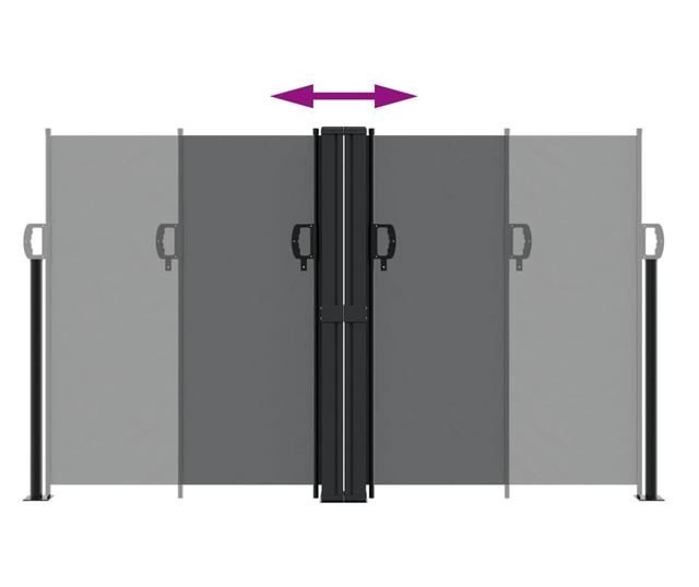 fekete behúzható oldalsó napellenző 140 x 1000 cm