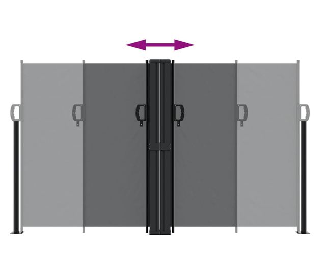 fekete behúzható oldalsó napellenző 140 x 1200 cm