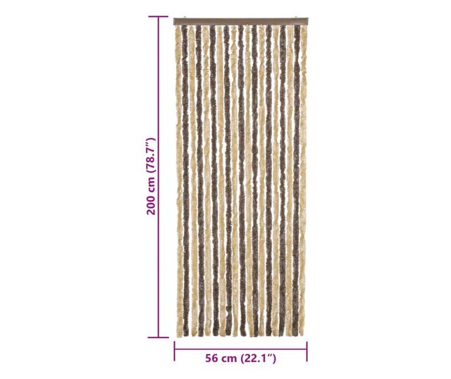 sötétbarna és bézs zsenília rovarfüggöny 56x200 cm