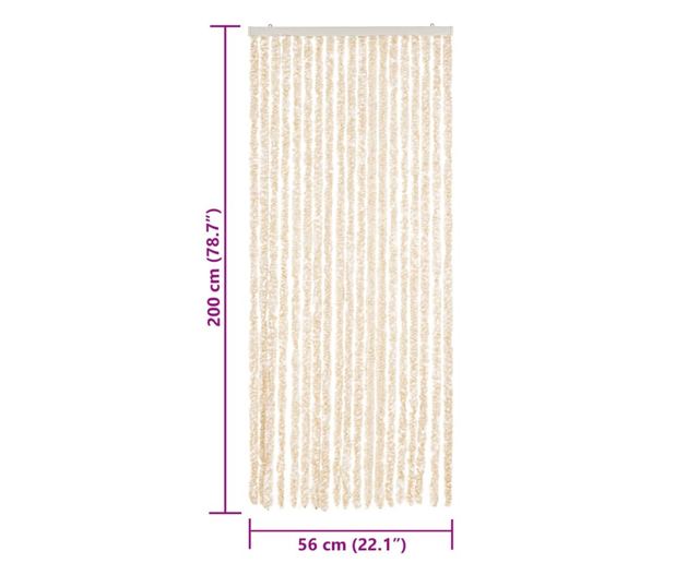 bézs és fehér zsenília rovarfüggöny 56 x 200 cm