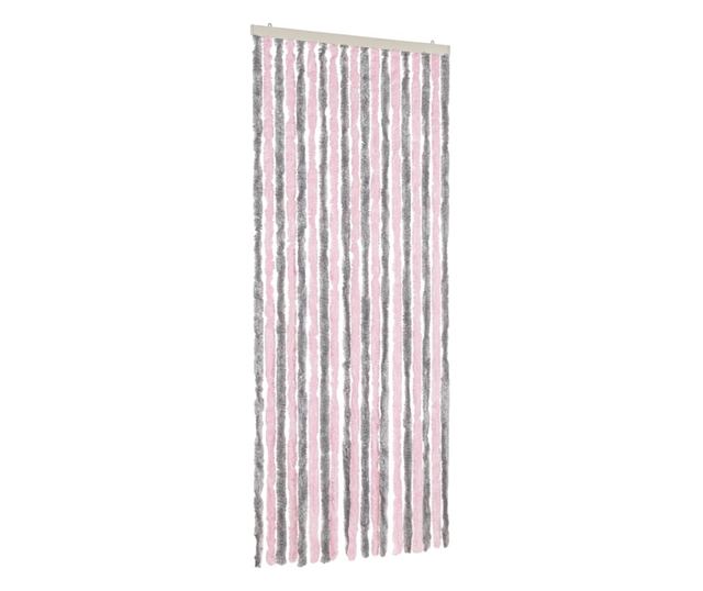 ezüstszürke és rózsaszín zsenília rovarfüggöny 56 x 200 cm