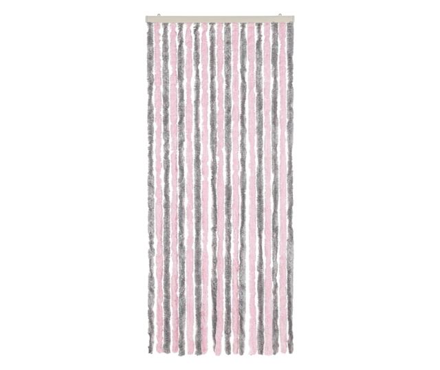 ezüstszürke és rózsaszín zsenília rovarfüggöny 56 x 200 cm