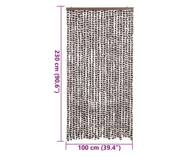 barna és fehér zsenília rovarfüggöny 100 x 230 cm