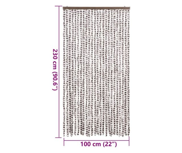 tópszínű és fehér zsenília rovarfüggöny 100 x 230 cm