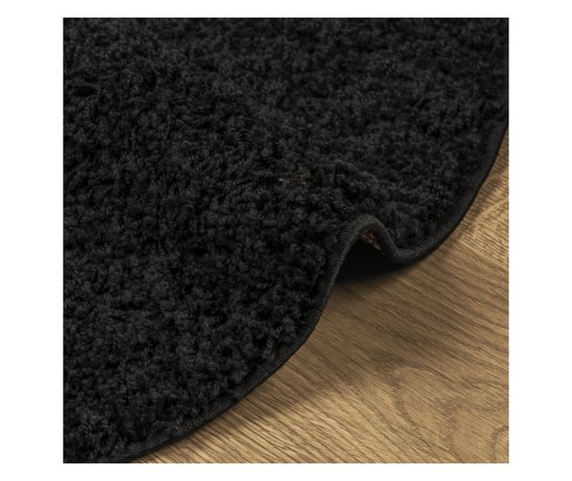 PAMPLONA fekete magas szálú bolyhos modern szőnyeg Ø 120 cm