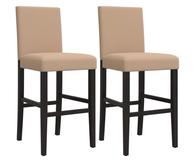 2 db tömör gumifa és műbőr bárszék