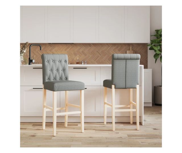 2 db tömör gumifa és szövet bárszék